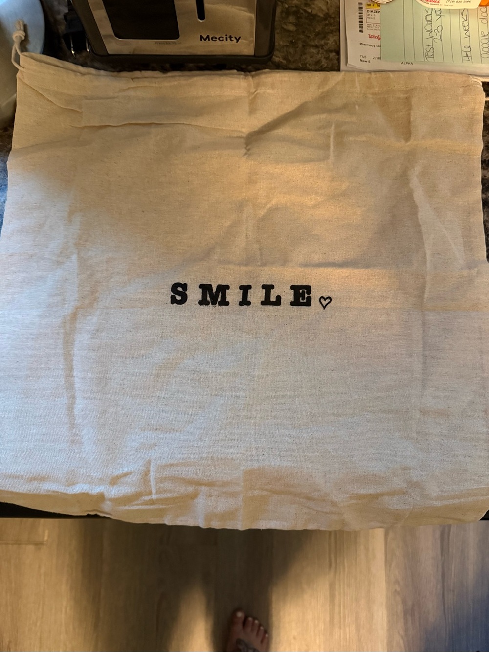 Smile Canvas Drawstring Tote Bag